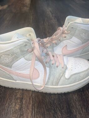 Jordan Women’s High-Top Sneakers in White and Light Pink